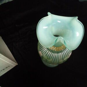 Fenton floral hand painted vase